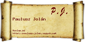Paulusz Jolán névjegykártya